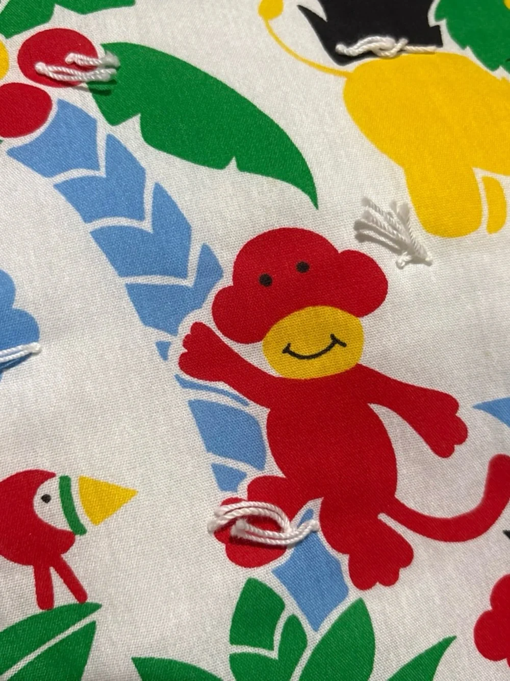 Handmade Kids Blanket jungle-themed quilt with cartoon animals and foliagel